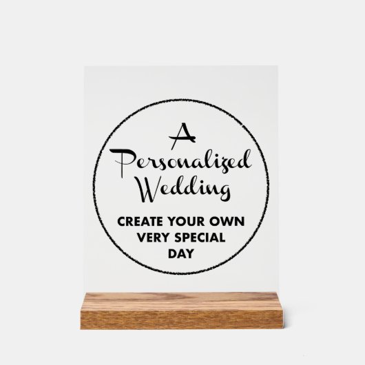Custom Wedding Sign 10" x 8" Acryl & Holz Stand Acrylschild (Vorderseite)