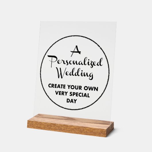 Custom Wedding Sign 10" x 8" Acryl & Holz Stand Acrylschild (Winkel)