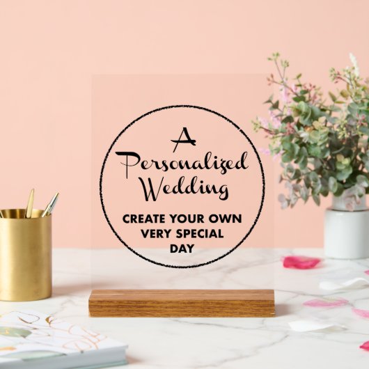 Custom Wedding Sign 10" x 8" Acryl & Holz Stand Acrylschild (Hochzeit)
