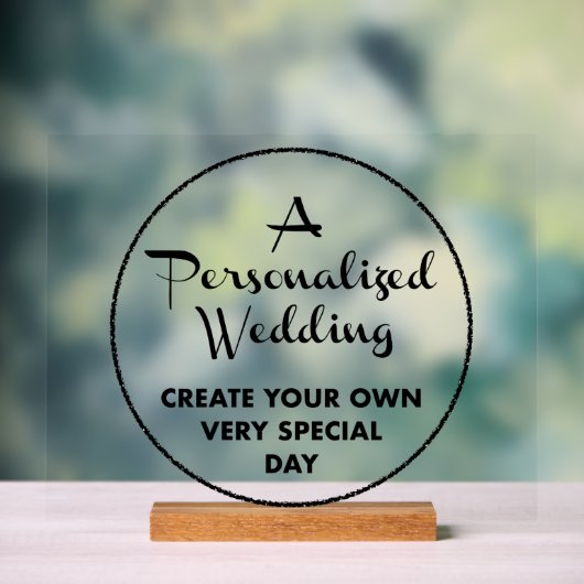 Custom Wedding Sign 11" x 14" Acryl & Holz Stand Acrylschild (Neutral)