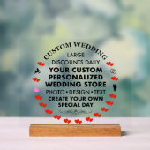 Custom Wedding Sign 8" x 10" Acryl & Holz Stand Acrylschild (Neutral)
