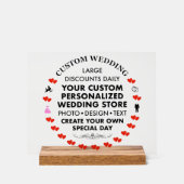 Custom Wedding Sign 8" x 10" Acryl & Holz Stand Acrylschild (Vorderseite)