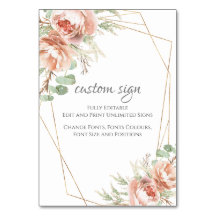 Custom Wedding Sign Blush Rose
