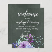 Custom Wedding Signs Chalkboard Lila Minze Floral (Vorne/Hinten)