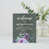 Custom Wedding Signs Chalkboard Lila Minze Floral (Stehend Vorderseite)