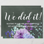 Custom Wedding Signs Chalkboard Lila Minze Floral (Vorne/Hinten)