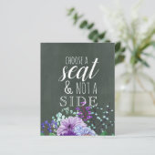 Custom Wedding Signs Chalkboard Lila Minze Floral (Stehend Vorderseite)