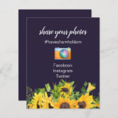 Custom Wedding Signs Navy Blue Yellow Sunflowers (Vorne/Hinten)