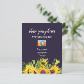 Custom Wedding Signs Navy Blue Yellow Sunflowers (Stehend Vorderseite)