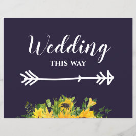 Custom Wedding Signs Navy Blue Yellow Sunflowers