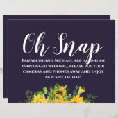 Custom Wedding Signs Navy Blue Yellow Sunflowers (Vorne/Hinten)