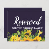 Custom Wedding Signs Navy Blue Yellow Sunflowers (Vorne/Hinten)
