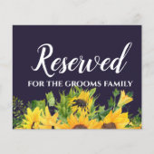 Custom Wedding Signs Navy Blue Yellow Sunflowers (Vorderseite)