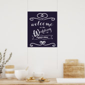 Custom Wedding Signs Navy Blue Yellow Sunflowers Poster (Küche)