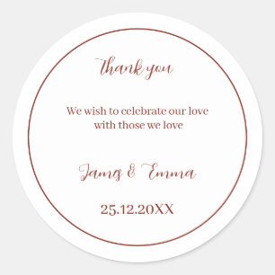 Custom Wedding Simple Brown Runder Aufkleber