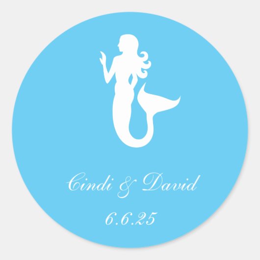Custom Wedding Sticker Mermaid (Vorderseite)