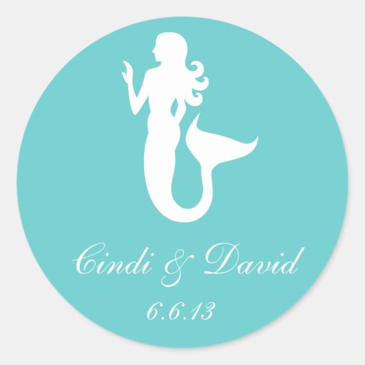 Custom Wedding Sticker Mermaid (Vorderseite)