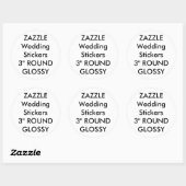 Custom Wedding Stickers 3" RUNDE GLOSSY (6 Stk.) (Blatt)