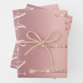 Custom Wedding Text Rose Gold Blush Sparkle Geschenkpapier Set (Beispiel)