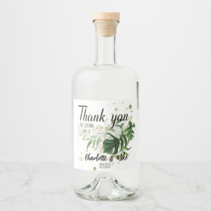 Custom Wedding Tropical Leaf Vielen Dank für Ihre  Alkoholflaschenetikett