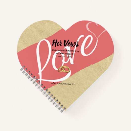 Custom Wedding Vow Books Rustic | HER VOWS Journal Notizblock (Vorderseite)