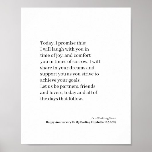 Custom Wedding Vow Poster (Vorne)