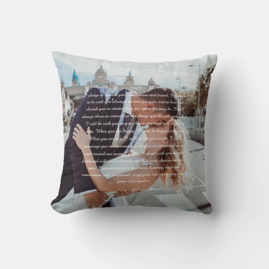 Custom Wedding Vows Couple Foto Kissen (Vorderseite)