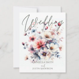 Custom Wedding Watercolor Floral Bouquet Wedding Einladung