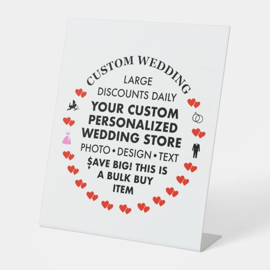 Custom Wedding Welcome Sign - 10" x 12" Pedestal Sockelschild (Vorderseite)
