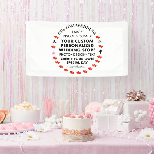 Custom Wedding Welcome Sign 1.6' x 3' Vinyl Banner (Party)