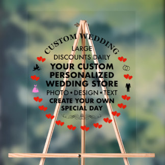 Custom Wedding Welcome Sign 24" x 18" Acryl Acrylschild