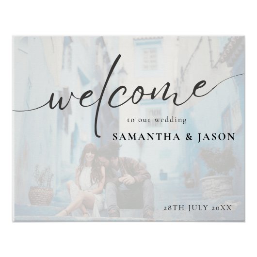Custom Wedding Welcome Sign mit Couple's Foto Poster (Vorderseite)
