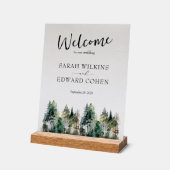 Custom Wedding Welcome Sign Rustikaler Wald Acrylschild (Winkel)