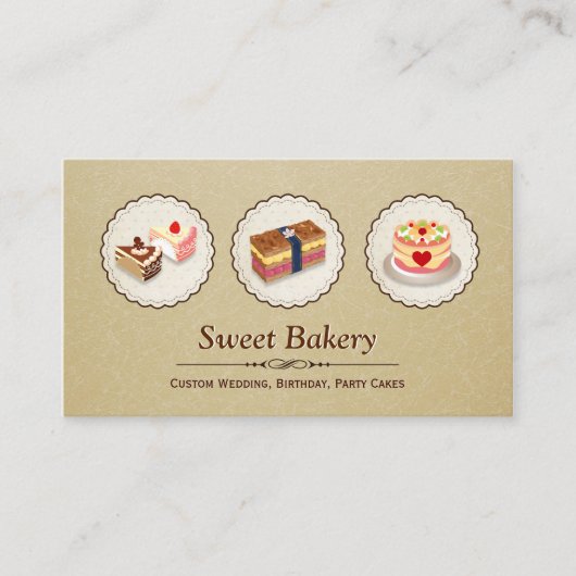 Custom Wedtday Party Kuchen Konditorei Bäckerei Visitenkarte (Vorderseite)