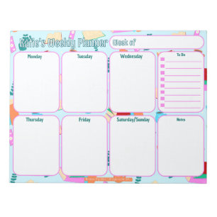 Custom Weekly Planner Gemütliches Büchermotiv Notizblock