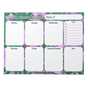 Custom Weekly Planner Jungle Blätter Muster Notizblock