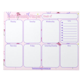 Custom Weekly Planner | Muster für Wildblumen und  Notizblock