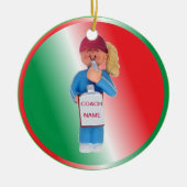 Custom Weibliche Coach Weihnachtsdekoration Keramikornament (Vorne)