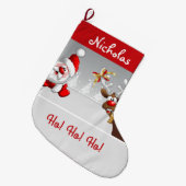 Custom Weihnachten Weihnachten & Reindeer Ho! Ho! Großer Weihnachtsstrumpf (Vorderansicht (hängend))