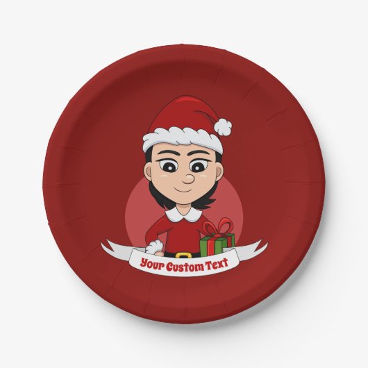 Custom Weihnachts Girl Cartoon Paper Teller (Vorderseite)