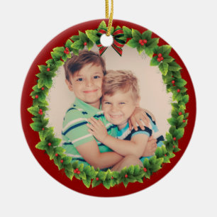Custom Weihnachtsmann Fügen Sie Ihre Kinder Foto  Keramik Ornament