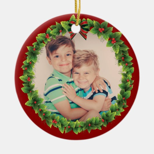 Custom Weihnachtsmann Fügen Sie Ihre Kinder Foto R Keramik Ornament (Vorne)