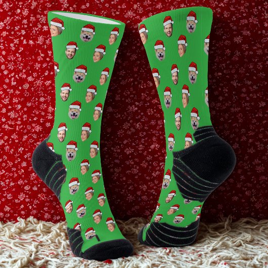Custom Weihnachtsmannmütze Face Family 3 Fotos Wei Socken