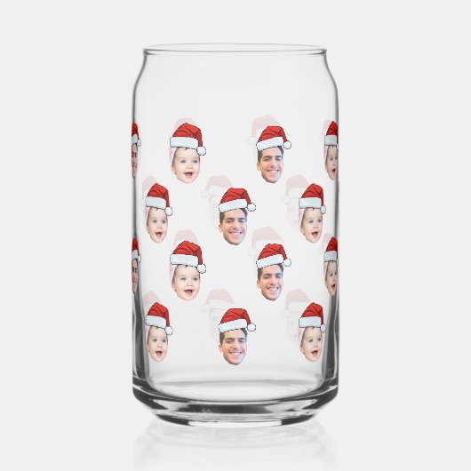 Custom Weihnachtsmannmütze Face Weihnachtsgeschenk Dosenglas (Vorderseite)