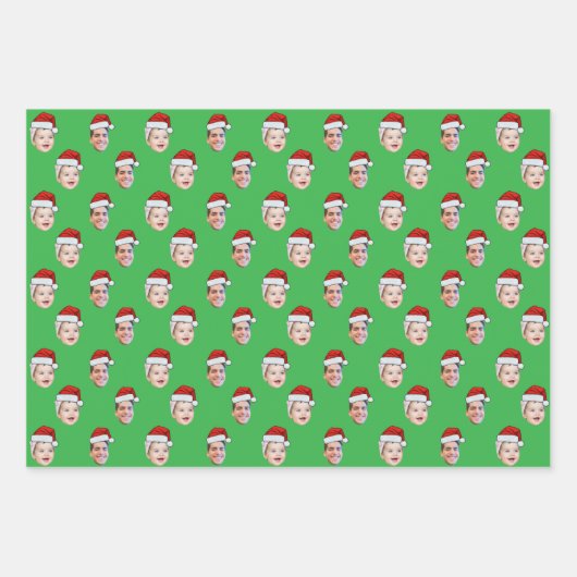 Custom Weihnachtsmannmütze Face Weihnachtsgeschenk Geschenkpapier Set (Vorderseite 2)
