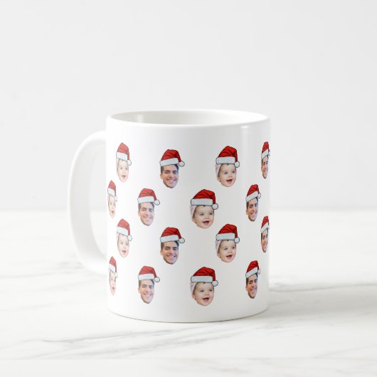 Custom Weihnachtsmannmütze Face Weihnachtsgeschenk Kaffeetasse (Vorderseite Links)