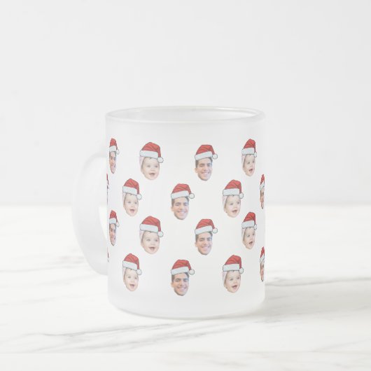 Custom Weihnachtsmannmütze Face Weihnachtsgeschenk Mattglastasse (Vorderseite Links)