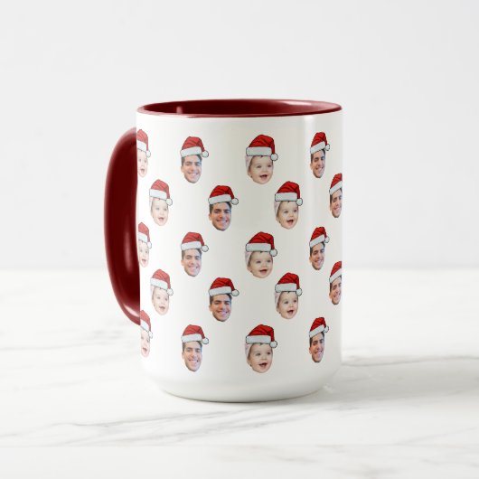 Custom Weihnachtsmannmütze Face Weihnachtsgeschenk Tasse (Vorderseite Links)