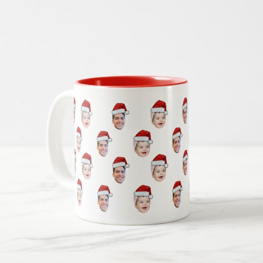 Custom Weihnachtsmannmütze Face Weihnachtsgeschenk Zweifarbige Tasse (Vorderseite Links)