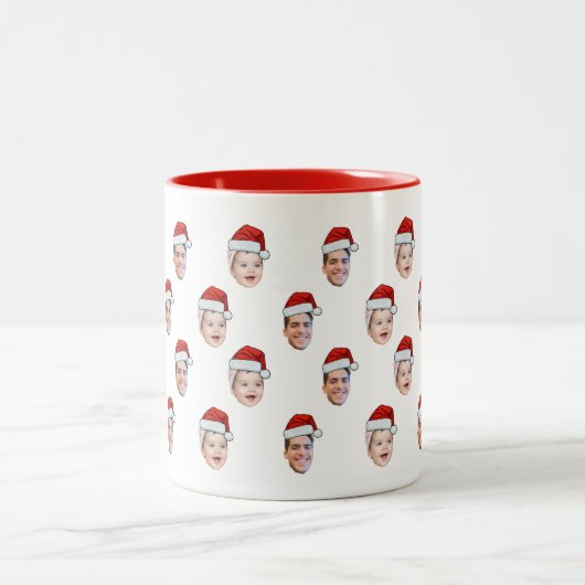 Custom Weihnachtsmannmütze Face Weihnachtsgeschenk Zweifarbige Tasse (Mittel)
